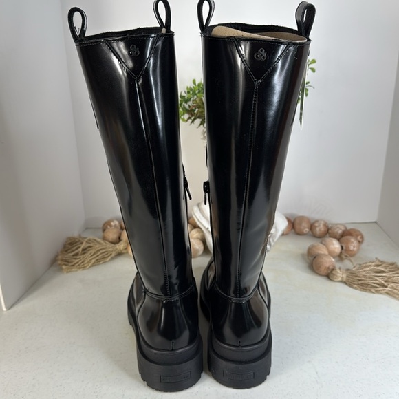 Scotch & Soda Black Leather Aubri Knee High Tall Chelsea Lug Sole 38/7.5 - Picture 8 of 11
